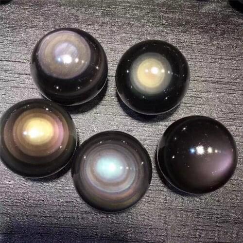 Natural Black Obsidian Sphere small Crystal Ball Healing Stone with pedestal