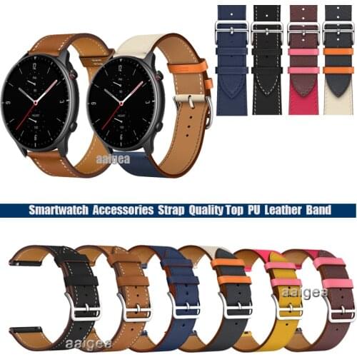 20mm 22mm Leather Watch Band Strap for Huami Amazfit GTR 42mm 47mm GTR 2 Replacement Wrist band