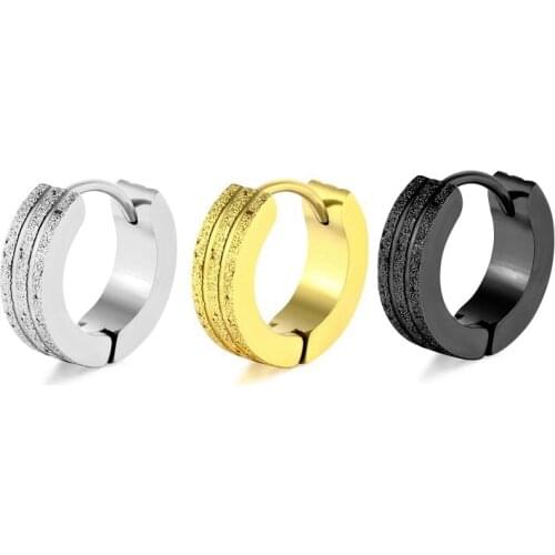 Punk Gold Color Stainless Steel Stud Earrings Simple Style Circle Hoop Earring Fashion Earrings For Women Man Huggie Earrings