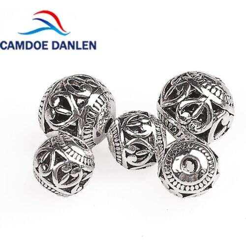 Antique Silvery Hollowed Zinc Alloy Round Loose Beads Spacer For Jewelry Making Bracelet Jewelry Accessories Crafts Handmade
