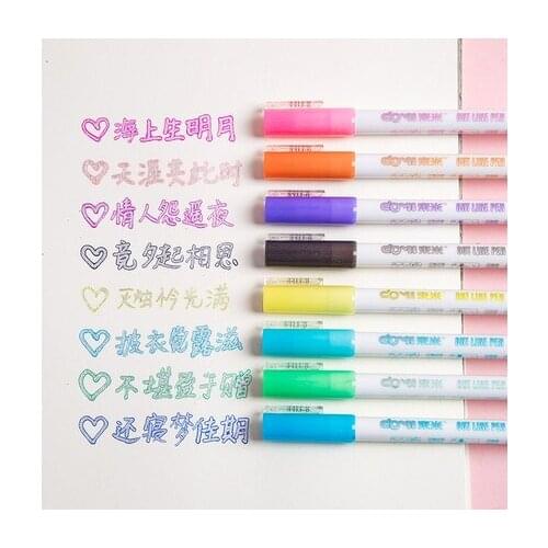 8 Colors Double Line Marker Pen 1.0mm Fineliner Outline Pen Lettering Calligraphy Set Drawing Art Marker Pen