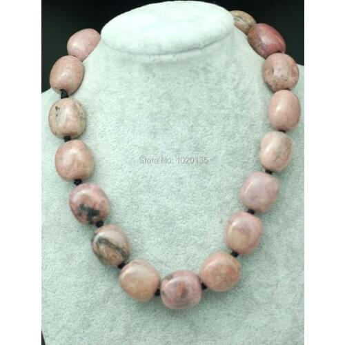 Wow! rhodonite pink baroque 18-22mm necklace 17inch nature beads wholesale FPPJ