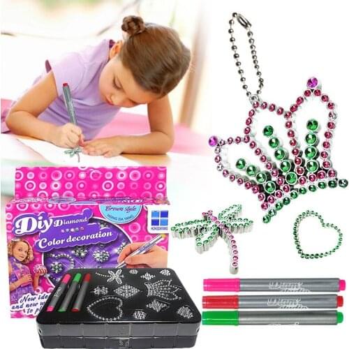 [ Funny ] New ways to play DIY diamond color decoration set toy paint learning coloring Drawing ornament toy child girl gift