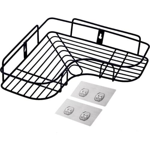 Iron Bathroom Shelf Shower Wall Mount Shampoo Storage Holder With Suction Cup No Drilling Kitchen Storage Bathroom Accessories