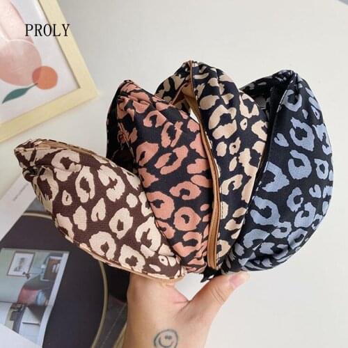 PROLY New Fashion Women Headband Wide Side Leopard Hairband Wide Side Cross Knot Headwear Girls Hair Accessories