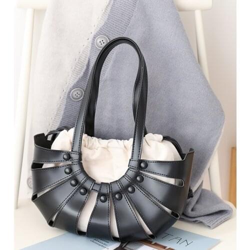 Women Bag Korean PU FLAP Hollow Out Vintage Solid STRING Shoulder Bags Purses and Handbags Luxury Designer Simple Women Bag