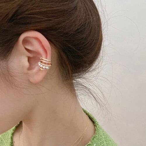 VENTFILLE 925 Sterling Silver Multi-layer Pearl Ear Bone Clip For Women Temperament Trendy Earrings Party Jewelry 2021 New