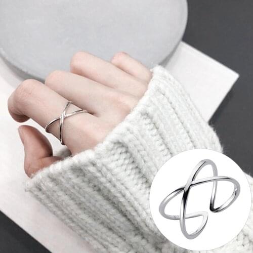 Women Cross Open Finger Ring Adjustable Jewelry Wedding Birthday Party Jewelry Gift Silver Color Trendy Female