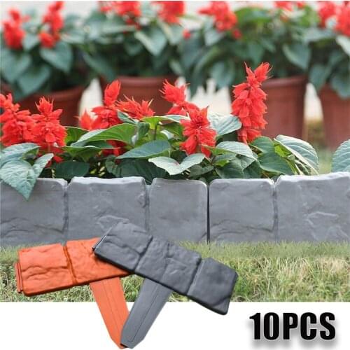10PCS Folding Imitation Stone Fence PP Plastic Fence Flower Fence-Path Gardening decoration For garden and vegetable Patch