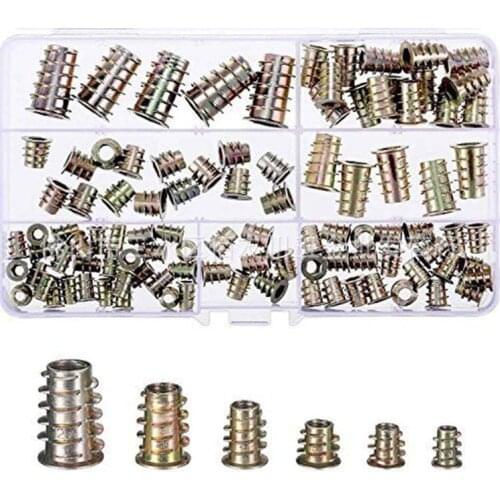 100pcs Furniture Internal and External Teeth Nut Hex Socket Screw Inserts Wood Screw Insert Nuts Hex Drive M4-10 Threaded