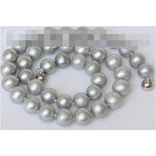 17" 10-11mm gray round freshwater pearls necklace magnet clasp j10310