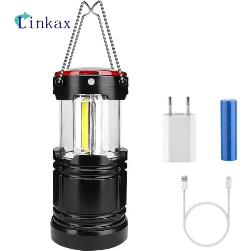 2 in 1 COB+Red LED Tent Lamp Outdoor Camping Light USB Rechargeable 18650 Battery Portable Lantern Working Lighting outdoor