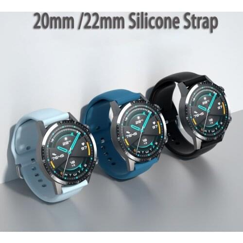 20mm 22mm Silicone strap For honor magic watch 2 watch gt 2e for samsung galaxy watch active 2 gear s3 for amazfit gts gtr bip s