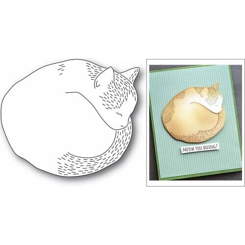 2020 Halloween Sleeping Cat Animal New Metal Cutting Dies for DIY Scrapbooking and Embossing Decorative Card Making No Stamps