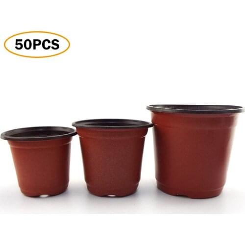 50PC Plastic Nursery Pot Gardening Seedling Grow Box Plant Flower Pot Potted Plants Transplant Container Home Garden OfficeDecor