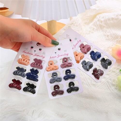 6Pcs/Set Solid Color Hairpin Women Girl Hair Clip Small Hair Claw Bow Claw Clip Hair Styling Barrette Fashion Hair Accessories