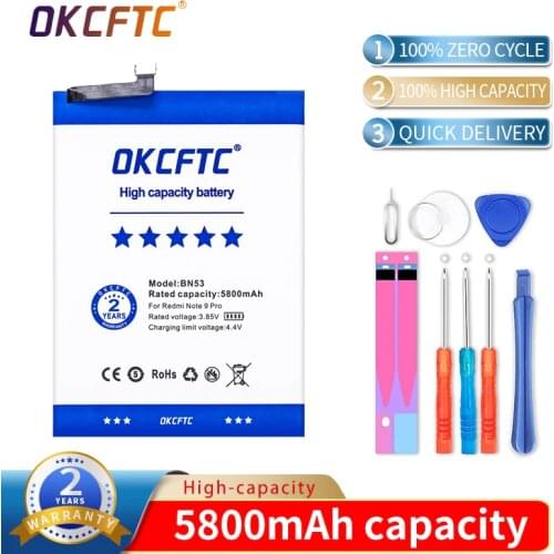 Original Replacement Battery BN53 For Xiaomi Redmi Note 9 Pro Genuine Phone Battery 5800mAh