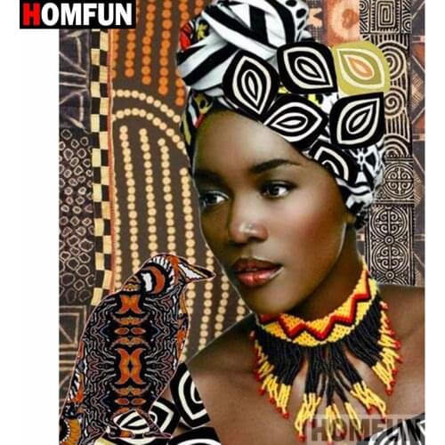 HOMFUN Full Square/Round Drill 5D DIY Diamond Painting "African beauty" 3D Diamond Embroidery Cross Stitch Home Decor A20097
