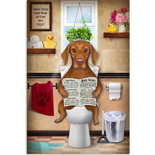 5D DIY diamond painting cross stitch full circle/square diamond embroidery mosaic toilet dog reading newspaper toilet decoration