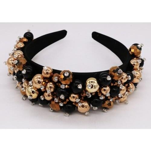 Baroque Vintage Crystal Headband Beads Handmade Elastic Hair Bands Girls Hairband Hair Accessories Wedding Jewelry Party Gift