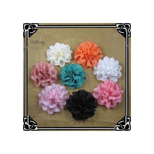 Free shipping!! 50pcs/lot 8cm diameter 5colors hollow chiffon fabric flowers can mix order