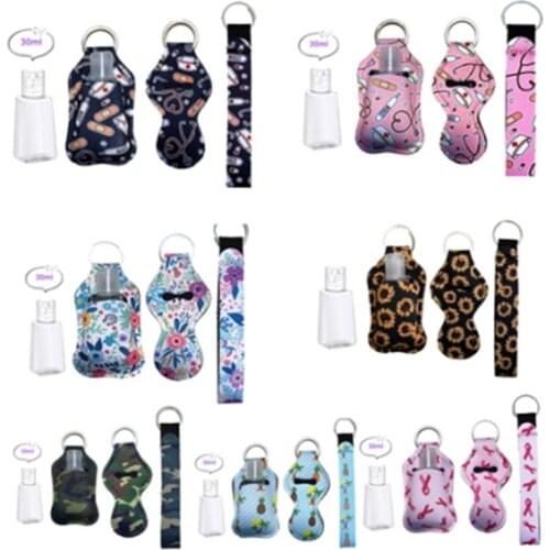 Keychain Charms with 30ml Portable Refillable Bottle Travel Hand Sanitizer Lipstick Perfume Holder Key Chain Accessories