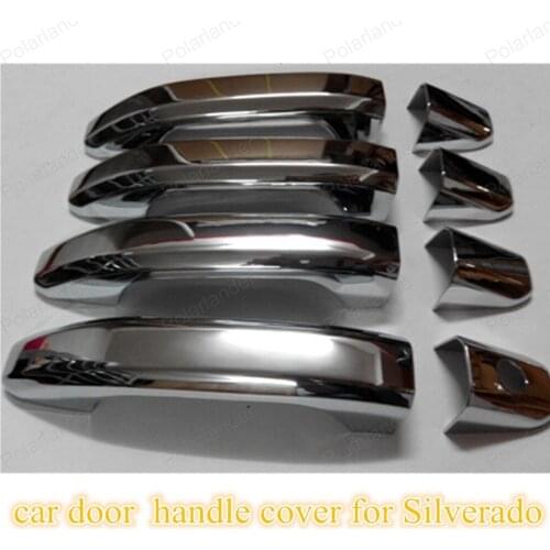 For C/hevrolet S/ilverado 2014-2015 ABS Chrome Plastic 4 Car Door Handle Covers With One Keyhole Auto Trims Accessories