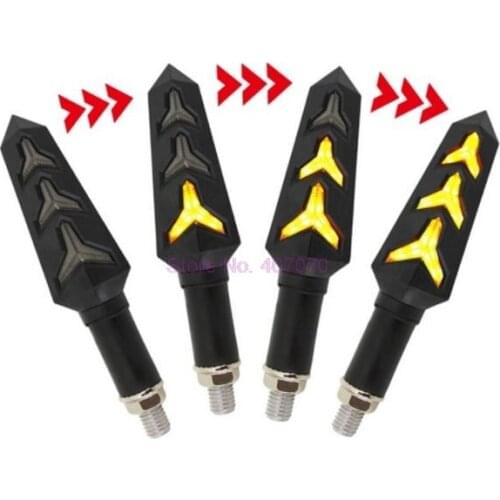 By DHL or Fedex 100pair Fish Bone Motorcycle Indicator Light Turn Signal Lamp DC12V Yellow Water Flowing Turn Light
