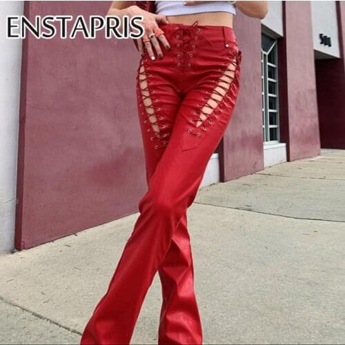 ENSTAPRIS Women's Leather Pants