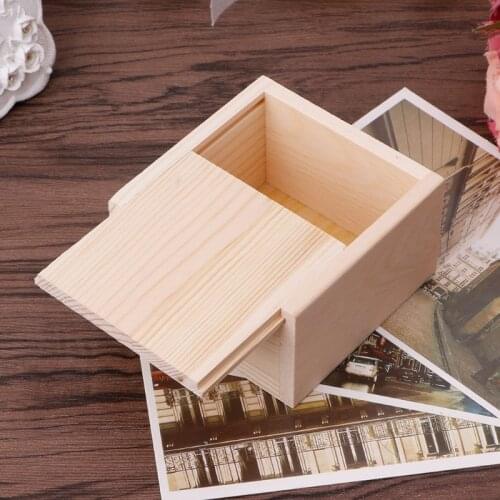 Handmade Jewelry Storage Box Wood Plain Candy Case Ring Organizer Crafts Case Wholesale