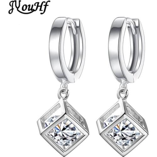 JYouHF Fashion Simple Drop Earrings for Women Elegant Shining AAA Cubic Zircon Rubiks Cube Earring Jewelry Oorbellen Pendientes