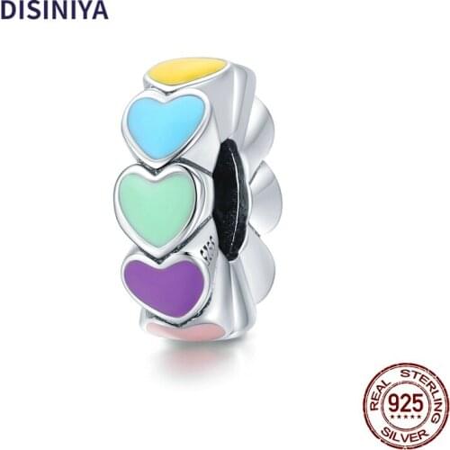 Colorful Rainbow Charm Candy Honey Love Bead 925 Sterling Silver Charm Pendant for Original Bracelet Bangle Women SCC1838