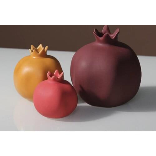 Colorful Ceramic Pomegranate Desktop Vase Ornaments Model Room Home Soft Designer Table Decoration Accessories Terrarium Decor
