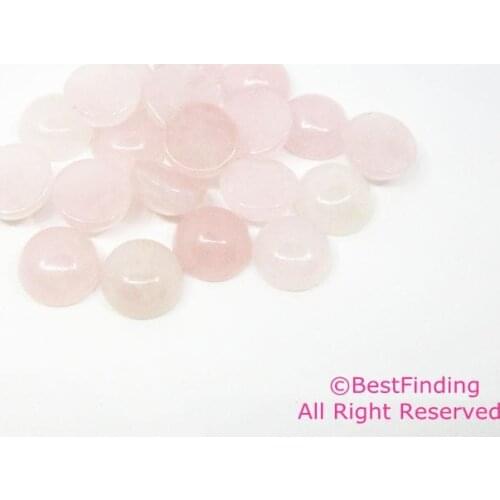 Round natural stone flat back Rose quartz cabochon, 6mm 8mm, 10mm, 12mm