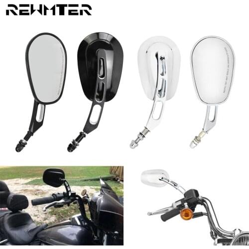 Motorcycle 8mm Rearview Side Mirrors Gloss Black/Chrome For Harley Dyna Touring Softail Sportster XL Super Glide Road Glide FXSB