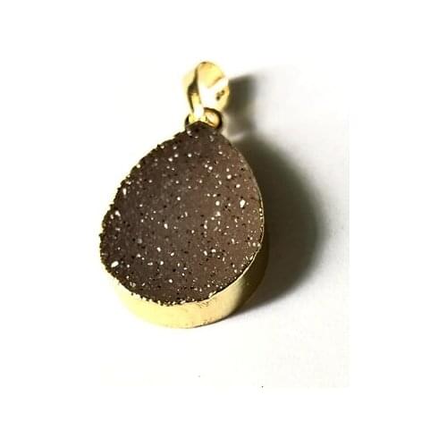 Natural Agates Quartz Druzy Pendant,Geode Drusy Penant jewelry pendant for necklace diy 18x28mm 1pcs