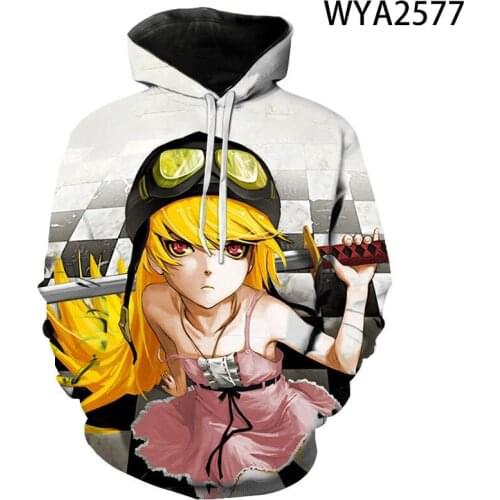 2021 New Fashion Casual Hoodies Monogatari 3D Printed Men Women Children Sweatshirts Hooded Boy Girl Streetwear Pullover Tops