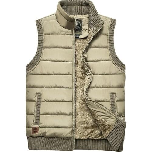 Autumn Winter Mens Vest Coat Warm Sleeveless Down Jacket Casual Men stand collar Vest Coat Fleece Waistcoat Big Size 4XL