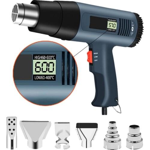 220V 2000W EU Advanced Hot Air Gun Temperatures Adjustable Digtal Display With Nozzles Electric Heat Gun