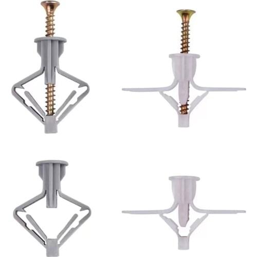 Practical 100pcs Plastic Expansion Drywall Anchor Kit with Screws Self Drilling Wall Home Pierced for Gypsum Board Fiberboard