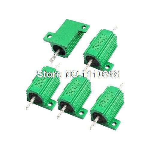 5PCS Green 47 Ohm 25Watt Aluminum Chassis Mounted Wirewound Resistor