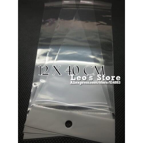 12x40cm Self Adhesive OPP Bag With Hanging Hole, Clear Header Plastic Bag,Supermarket Bag,wholesale free shipping