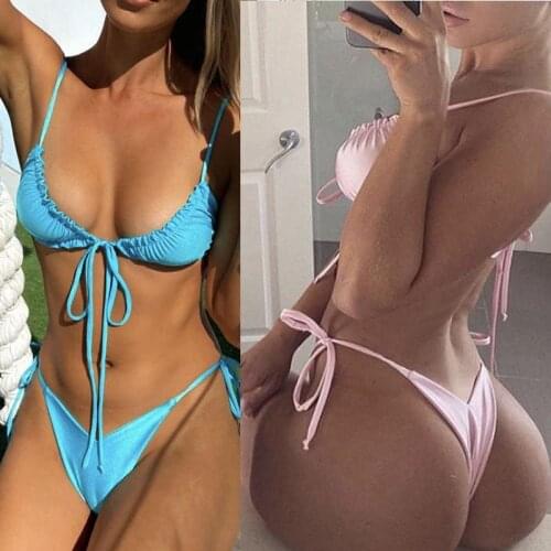 Sexy Triangle Push Up Bikinis Women Candy Color Brazilian Bikini Set Thong Bathing Suit Swimwear Beachwear Female Biquini Bather