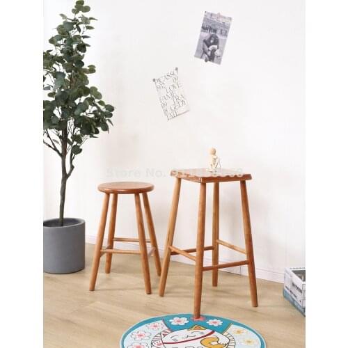 Nordic Solid Wood Bar Stool Modern Simple Household Walnut Cherry Japanese High Stool Bar Stool Net Red