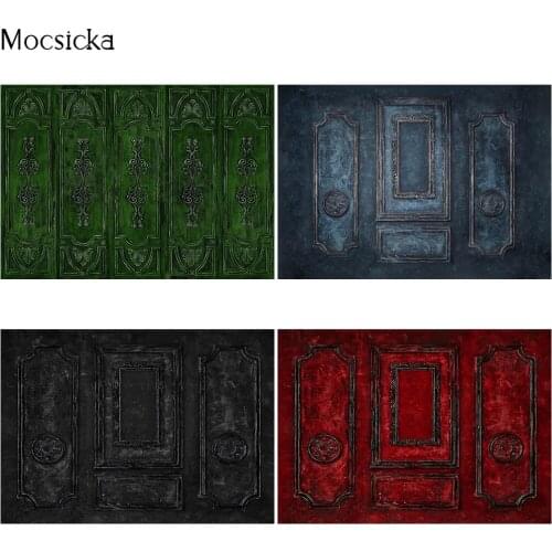 Old Dark Blue,Black,Wine Red Wall Photography Backdrop for Photo Studio Retro Door Art Photographic Background Photographer