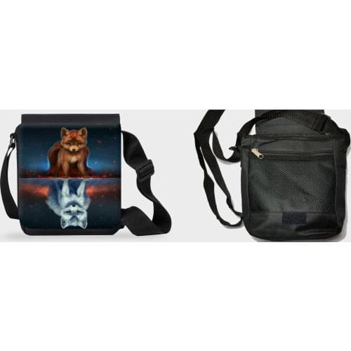 MERCHANDMANIA shoulder bag small Fox Wolf mirror snow fleece infant kitty school backpacks male female school