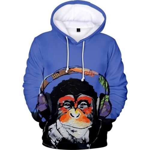 Chimpanzee 3D Hoodies Funny Kawaii Women Men Hoodies Hand Drawn Style Print Sweatshirts Harajuku 90s Fashion Design Hoodies