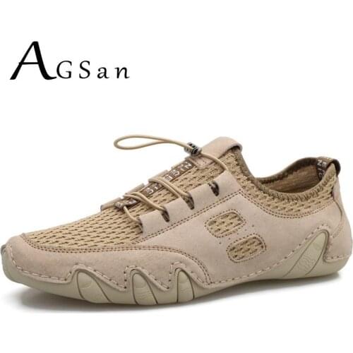 Summer Breathable Casual Shoes Men Cow Leather Driving Shoes Classic Moccasins Flats Gray Khaki Big Size 46 Male Zapatos Hombre