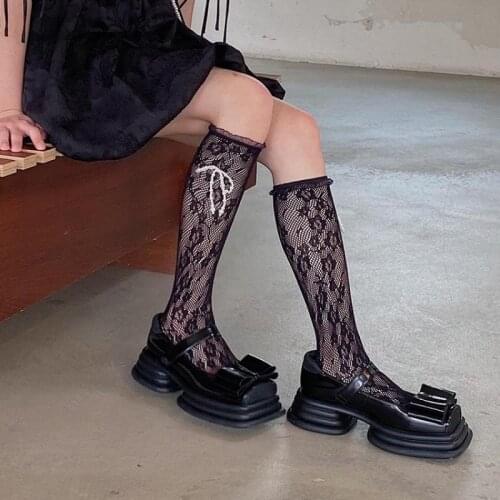 Japanese Style Mary Jane Shoes Woman Female Girl Leather Single Shoes College Square Toe Butterfly-knot Platform Shoe Loafers