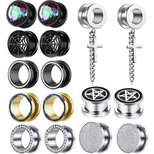 Ear Gauges 316L Stainless Steel Ear Tunnels Plugs Flesh Piercing Body Jewelry Ear Stretchers Expander Plugs 2 pcs 00g GAUGES